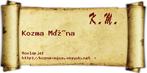 Kozma Mína névjegykártya